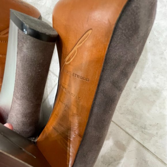 BRIAN ATWOOD {7} Booties Grey Metal Suede(?) Rear Zipper - Picture 12 of 14